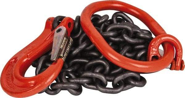 Pewag - 5' Long x 10" Wide, 2,700 Lb Basket Capacity, 2,700 Lb Vertical Capacity, Alloy Steel Web Sling - SOS Chain Sling, 7/32" Diam Chain, Self-Colored, with Sling Hook & Master Link - Industrial Tool & Supply