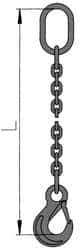 Pewag - 5' Long, 7,100 Lb Basket Capacity, 7,100 Lb Vertical Capacity, Stainless Steel Web Sling - SOS Chain Sling, 1/2" Diam Chain, Bright Polish, with Sling Hook & Master Link - Industrial Tool & Supply