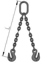 Pewag - 5' Long, 20,800 Lb Basket Capacity, 20,800 Lb Vertical Capacity, Alloy Steel Web Sling - DOG Chain Sling, 1/2" Diam Chain, Silver (Color), with 2 Grab Hooks & Master Link - Industrial Tool & Supply