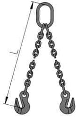 Pewag - 5' Long x 10" Wide, 26,000 Lb Basket Capacity, 26,000 Lb Vertical Capacity, Alloy Steel Web Sling - DOG Chain Sling, 1/2" Diam Chain, Self-Colored, with 2 Grab Hooks & Master Link - Industrial Tool & Supply