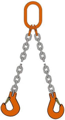 Pewag - 10' Long, 12,300 Lb Basket Capacity, 12,300 Lb Vertical Capacity, Alloy Steel Web Sling - DOS Chain Sling, 3/8" Diam Chain, Silver (Color), with 2 Sling Hooks & Master Link - Industrial Tool & Supply