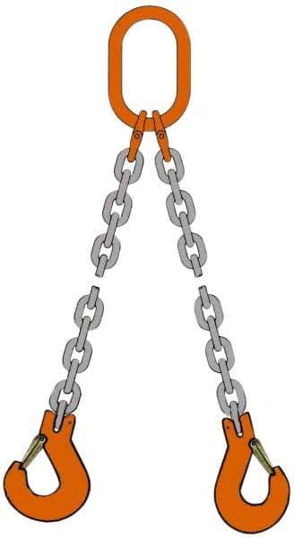Pewag - 10' Long x 10" Wide, 4,700 Lb Basket Capacity, 4,700 Lb Vertical Capacity, Alloy Steel Web Sling - DOS Chain Sling, 7/32" Diam Chain, Self-Colored, with 2 Sling Hooks & Master Link - Industrial Tool & Supply
