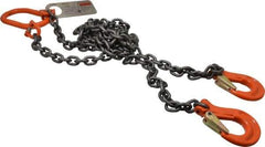 Pewag - 5' Long x 10" Wide, 4,700 Lb Basket Capacity, 4,700 Lb Vertical Capacity, Alloy Steel Web Sling - DOS Chain Sling, 7/32" Diam Chain, Self-Colored, with 2 Sling Hooks & Master Link - Industrial Tool & Supply
