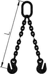 Pewag - 5' Long, 7,500 Lb Basket Capacity, 7,500 Lb Vertical Capacity, Stainless Steel Web Sling - DOS Chain Sling, 3/8" Diam Chain, Bright Polish, with 2 Sling Hooks & Master Link - Industrial Tool & Supply