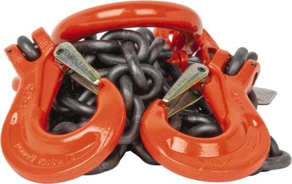 Pewag - 5' Long x 10" Wide, 15,200 Lb Basket Capacity, 15,200 Lb Vertical Capacity, Alloy Steel Web Sling - DOS Chain Sling, 3/8" Diam Chain, Self-Colored, with 2 Sling Hooks & Master Link - Industrial Tool & Supply