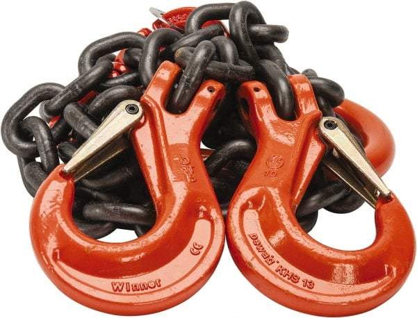 Pewag - 5' Long x 10" Wide, 26,000 Lb Basket Capacity, 26,000 Lb Vertical Capacity, Alloy Steel Web Sling - DOS Chain Sling, 1/2" Diam Chain, Self-Colored, with 2 Sling Hooks & Master Link - Industrial Tool & Supply