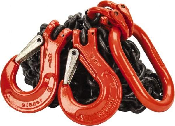 Pewag - 10' Long x 10" Wide, 7,500 Lb Basket Capacity, 7,500 Lb Vertical Capacity, Alloy Steel Web Sling - DOS Chain Sling, 9/32" Diam Chain, Self-Colored, with 2 Sling Hooks & Master Link - Industrial Tool & Supply