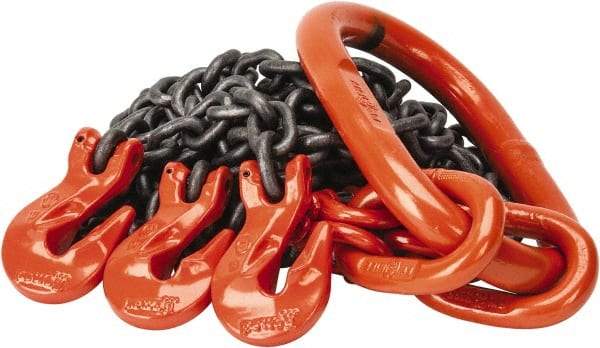 Pewag - 5' Long x 10" Wide, 7,000 Lb Basket Capacity, 7,000 Lb Vertical Capacity, Alloy Steel Web Sling - TOG Chain Sling, 7/32" Diam Chain, Self-Colored, with 3 Grab Hooks & Master Link - Industrial Tool & Supply