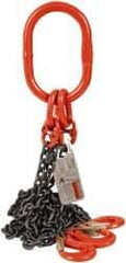 Pewag - 5' Long x 10" Wide, 7,000 Lb Basket Capacity, 7,000 Lb Vertical Capacity, Alloy Steel Web Sling - TOS Chain Sling, 7/32" Diam Chain, Self-Colored, with 3 Sling Hooks & Master Link - Industrial Tool & Supply