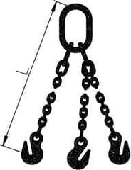Pewag - 5' Long x 10" Wide, 11,200 Lb Basket Capacity, 11,200 Lb Vertical Capacity, Alloy Steel Web Sling - TOG Chain Sling, 9/32" Diam Chain, Self-Colored, with 3 Grab Hooks & Master Link - Industrial Tool & Supply