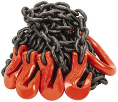 Pewag - 10' Long x 10" Wide, 22,800 Lb Basket Capacity, 22,800 Lb Vertical Capacity, Alloy Steel Web Sling - QOG Chain Sling, 3/8" Diam Chain, Self-Colored, with 4 Grab Hooks & Master Link - Industrial Tool & Supply