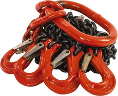 Pewag - 5' Long x 10" Wide, 7,000 Lb Basket Capacity, 7,000 Lb Vertical Capacity, Alloy Steel Web Sling - QOS Chain Sling, 7/32" Diam Chain, Self-Colored, with 4 Sling Hooks & Master Link - Industrial Tool & Supply