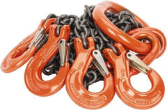 Pewag - 5' Long x 10" Wide, 11,200 Lb Basket Capacity, 11,200 Lb Vertical Capacity, Alloy Steel Web Sling - QOS Chain Sling, 9/32" Diam Chain, Self-Colored, with 4 Sling Hooks & Master Link - Industrial Tool & Supply