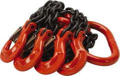 Pewag - 5' Long x 10" Wide, 22,800 Lb Basket Capacity, 22,800 Lb Vertical Capacity, Alloy Steel Web Sling - QOS Chain Sling, 3/8" Diam Chain, Self-Colored, with 4 Sling Hooks & Master Link - Industrial Tool & Supply