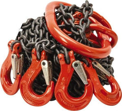 Pewag - 10' Long x 10" Wide, 7,000 Lb Basket Capacity, 7,000 Lb Vertical Capacity, Alloy Steel Web Sling - QOS Chain Sling, 7/32" Diam Chain, Self-Colored, with 4 Sling Hooks & Master Link - Industrial Tool & Supply