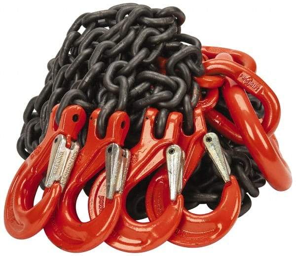 Pewag - 10' Long x 10" Wide, 22,800 Lb Basket Capacity, 22,800 Lb Vertical Capacity, Alloy Steel Web Sling - QOS Chain Sling, 3/8" Diam Chain, Self-Colored, with 4 Sling Hooks & Master Link - Industrial Tool & Supply