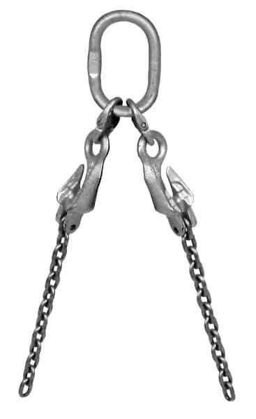Pewag - 5' Long, 12,000 Lb Basket Capacity, 12,000 Lb Vertical Capacity, Alloy Steel Web Sling - SOG Chain Sling, 1/2" Diam Chain, Silver (Color), with Grab Hook, Master Link & Shortening Hook - Industrial Tool & Supply