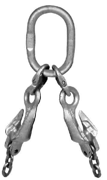 Pewag - 5' Long x 10" Wide, 15,000 Lb Basket Capacity, 15,000 Lb Vertical Capacity, Alloy Steel Web Sling - SOG Chain Sling, 1/2" Diam Chain, Self-Colored, with Grab Hook, Master Link & Shortening Hook - Industrial Tool & Supply