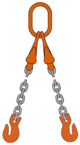 Pewag - 5' Long x 10" Wide, 26,000 Lb Basket Capacity, 26,000 Lb Vertical Capacity, Alloy Steel Web Sling - DOG Chain Sling, 1/2" Diam Chain, Self-Colored, with 2 Grab Hooks, Master Link & 2 Shortening Hooks - Industrial Tool & Supply