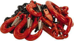 Pewag - 5' Long x 10" Wide, 7,000 Lb Basket Capacity, 7,000 Lb Vertical Capacity, Alloy Steel Web Sling - QOS Chain Sling, 7/32" Diam Chain, Self-Colored, with 4 Sling Hooks, Master Link & 4 Shortening Hooks - Industrial Tool & Supply