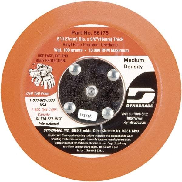 Dynabrade - 5" Diam Adhesive/PSA Disc Backing Pad - Medium Density, 13,000 RPM - Industrial Tool & Supply