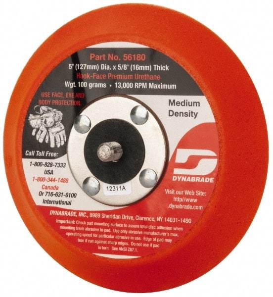 Dynabrade - 5" Diam Hook & Loop Disc Backing Pad - Medium Density, 13,000 RPM - Industrial Tool & Supply