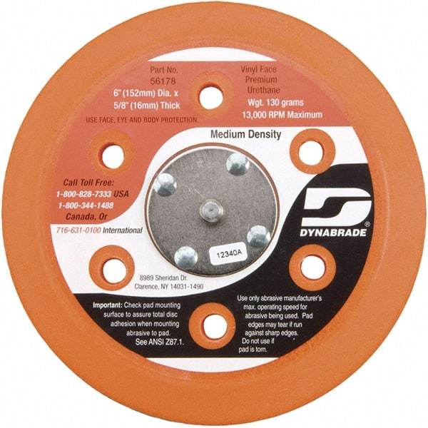 Dynabrade - 6" Diam Adhesive/PSA Disc Backing Pad - Medium Density, 13,000 RPM - Industrial Tool & Supply