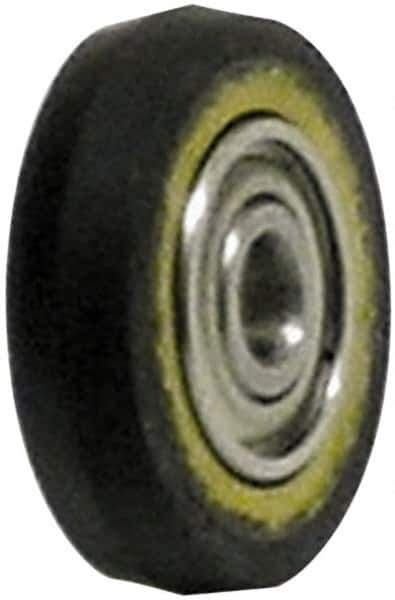 Dynabrade - 1" Diam x 3/8" Wide Contact Wheel - 1/8" Arbor Hole, V Shape, 90 Duro Urethane Face - Industrial Tool & Supply