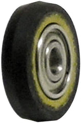 Dynabrade - 1" Diam x 3/8" Wide Contact Wheel - 1/8" Arbor Hole, V Shape, 90 Duro Urethane Face - Industrial Tool & Supply