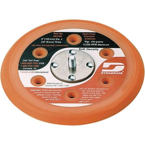 Dynabrade - 6" Diam Hook & Loop Disc Backing Pad - Soft Density, 13,000 RPM - Industrial Tool & Supply