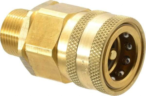 Parker - 3/4 Thread Brass Hydraulic Hose MPT Fitting - 2,000 psi - Industrial Tool & Supply