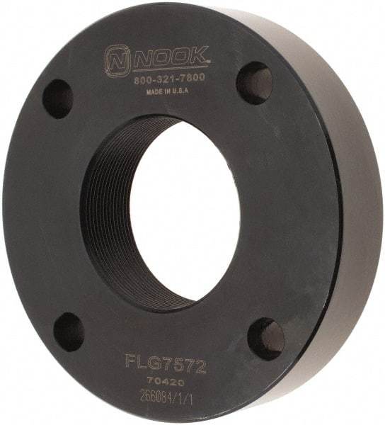 Nook Industries - 4.2" Flange OD x 0.83" Thickness Precision Acme Mounting Flange - For 1-1/4 & 1-1/2" Bars, 4 Mounting Holes, Steel - Industrial Tool & Supply