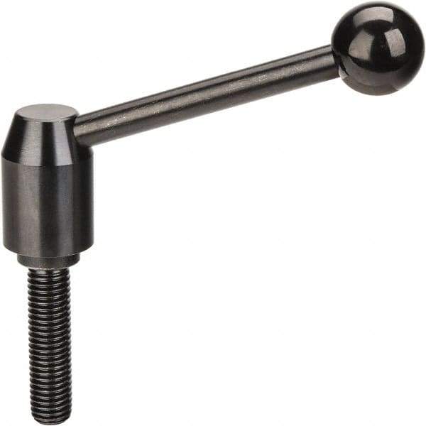 J.W. Winco - 5/8-11, Steel Threaded Stud Adjustable Clamping Handle - 4.88" OAL, 2.17" High - Industrial Tool & Supply