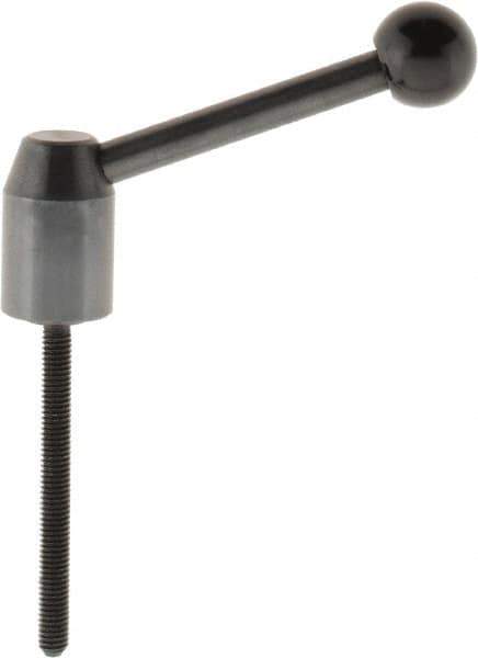 J.W. Winco - M6 x 1.0, 13.5mm Hub Diam, Steel Threaded Stud Adjustable Clamping Handle - 70mm OAL, 33.5mm High - Industrial Tool & Supply