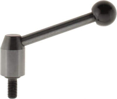J.W. Winco - M10 x 1.5, 16mm Hub Diam, Steel Threaded Stud Adjustable Clamping Handle - 96mm OAL, 40mm High - Industrial Tool & Supply