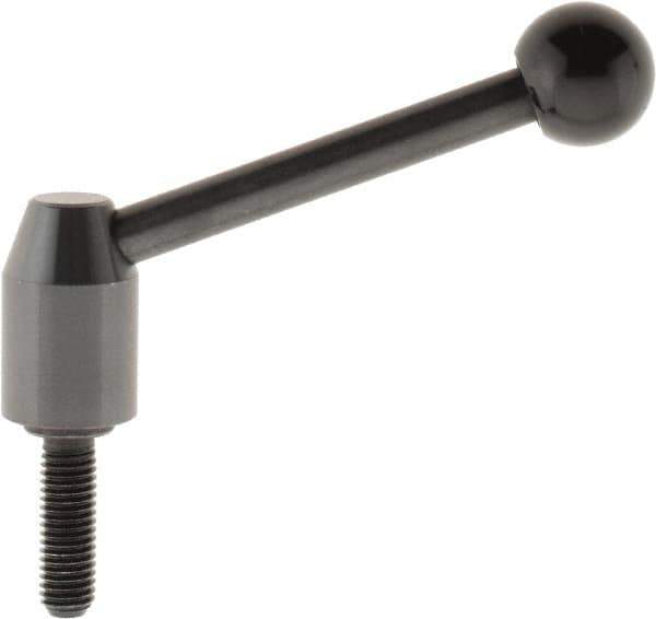 J.W. Winco - M10 x 1.5, 16mm Hub Diam, Steel Threaded Stud Adjustable Clamping Handle - 96mm OAL, 40mm High - Industrial Tool & Supply
