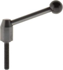 J.W. Winco - M10 x 1.5, 16mm Hub Diam, Steel Threaded Stud Adjustable Clamping Handle - 96mm OAL, 40mm High - Industrial Tool & Supply