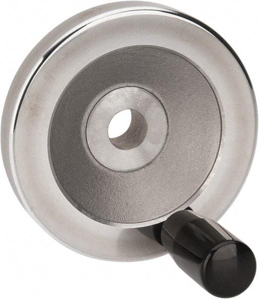 Value Collection - 3.15" Diam, Aluminum Handwheel with Handle - 1.02" Hub Diam - Industrial Tool & Supply