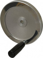 Value Collection - 6.3" Diam, Aluminum Handwheel with Handle - 1.42" Hub Diam - Industrial Tool & Supply