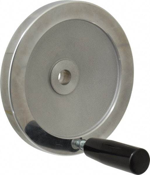 Value Collection - 6.3" Diam, Aluminum Handwheel with Handle - 1.42" Hub Diam - Industrial Tool & Supply