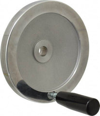 Value Collection - 6.3" Diam, Aluminum Handwheel with Handle - 1.42" Hub Diam - Industrial Tool & Supply