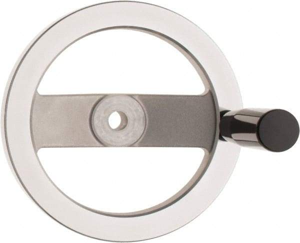 Value Collection - 6.3", 2 Spoke Handwheel with Revolving Handle - 1.42" Hub, Aluminum, Polished Finish - Industrial Tool & Supply
