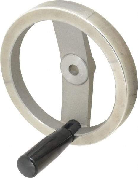 Value Collection - 6.3", 2 Spoke Handwheel with Rectractable Handle - 1.42" Hub, Aluminum, Polished Finish - Industrial Tool & Supply