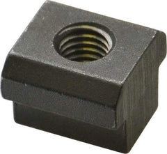 HALDER - M8 Tapped Through T Slot Nut - 11.6mm Slot Width, 18 x 7mm Base Width x Height, 18 x 14mm OAL x Height - Industrial Tool & Supply