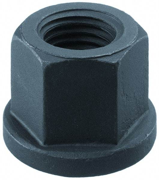 Gibraltar - M18, 34mm Flange Diam, 27mm High, 27mm Across Flats, Flange Nut - Grade 10 Steel, Black Phosphate Finish, 5" Flange Height - Industrial Tool & Supply