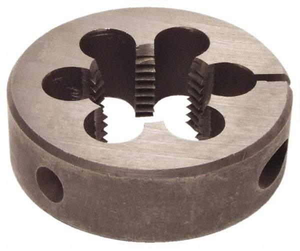 Interstate - 1-3/8 - 28 Thread, 2-1/2" Outside Diam High Speed Steel Round Die - Right Hand Thread, Adjustable - Exact Industrial Supply