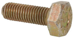 Value Collection - 1/4-28 UNF, 3/4" Length Under Head Hex Head Cap Screw - Fully Threaded, Grade L9 Alloy Steel, Zinc Yellow Dichromate Finish, 7/16" Hex - Industrial Tool & Supply