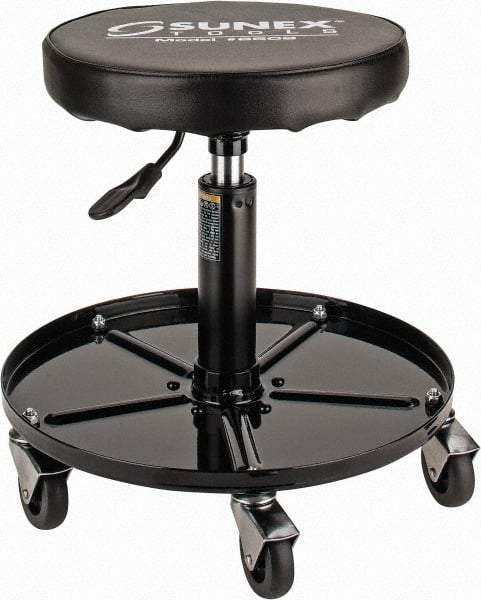 Sunex Tools - 15-1/2 to 20-1/2" High, Adjustable Height Stool - Vinyl Seat, Black - Industrial Tool & Supply