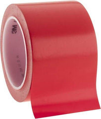 3M - 3" Wide x 5.2 mil Thick Vinyl Floor & Egress Marking Tape - General Traffic, Red, Solid Color - Industrial Tool & Supply