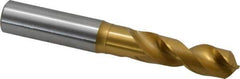 OSG - 14.50086mm 120° Spiral Flute Vanadium High Speed Steel Screw Machine Drill Bit - TiN Finish, Right Hand Cut, 56mm Flute Length, 116mm OAL, Faceted Point, Straight Shank - Industrial Tool & Supply